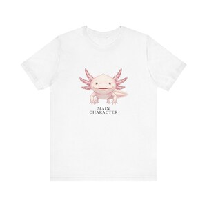 Camiseta con estampado de ajolote, personaje principal – Camiseta rosa con mensaje de confianza anfibia imagen 4