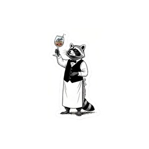 Pegatina de sommelier de mapache imagen 4