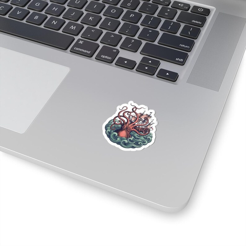 Kraken Sticker - Vintage Sea Monster Engraving Kiss-Cut Sticker, Nautical Gift image 2