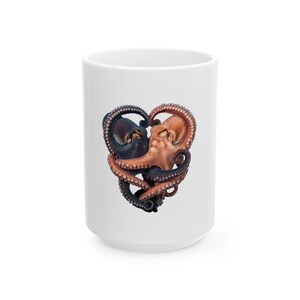 Octopus Yin Yang Ceramic Mug - Ocean Lover Cephalopod Gift image 2