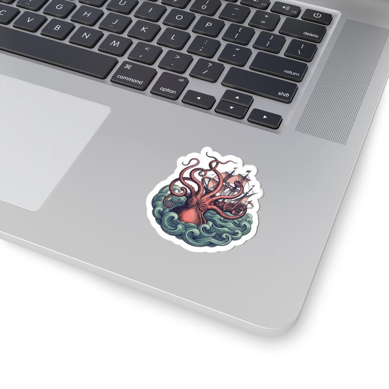 Kraken Sticker - Vintage Sea Monster Engraving Kiss-Cut Sticker, Nautical Gift image 5