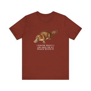 Peace With It Platypus Shirt, Funny Platypus Tee, Self Acceptance Gift, Weird Animal Humor Graphic T-Shirt, Nature Lover image 3