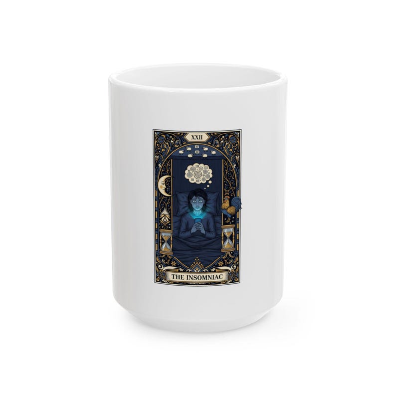 The Insomniac Tarot Card Ceramic Mug - Night Owl Witchy Gift image 2