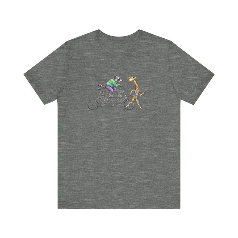 Tandem Bike Animal Friends Graphic Tee - Funny Cycling Animal Gift image 8