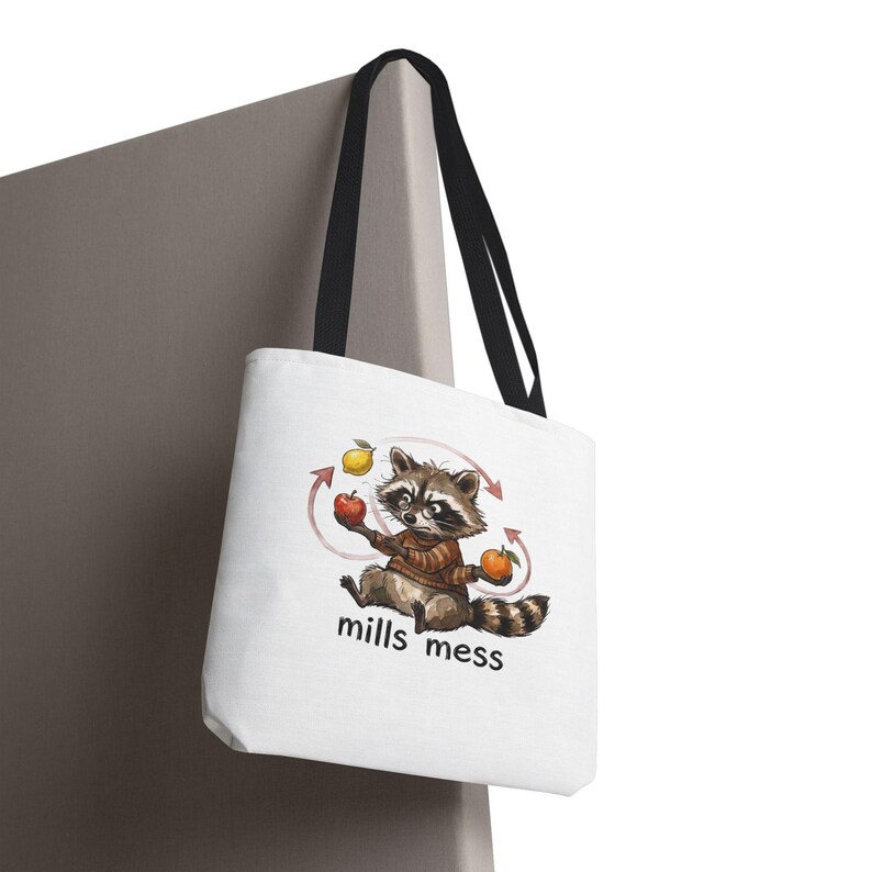 Mills Mess Raccoon Juggler Tote Bag - Funny Juggling Animal Gift image 8