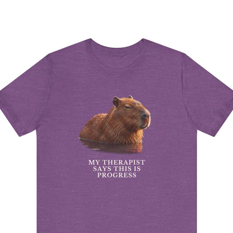 My Therapist Calls This Progress Shirt, Funny Capybara Tee, Therapy Humor Gift, Mental Health Meme Graphic T-Shirt, Self Care image 1
