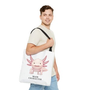 Main Character Energy Axolotl Tote Bag - Cute Animal Confidence Gift image 19