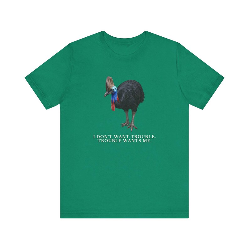Trouble Finds Me First Shirt, Funny Cassowary Tee, Dangerous Bird Gift, Australian Wildlife Graphic T-Shirt, Bird Nerd afbeelding 12