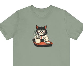 Don't Bother Me Cat Graphic Tee - Grumpy Office Cat Gift
