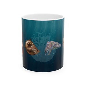 Cephalopod Mug - Octopus, Nautilus, Cuttlefish and Ammonite Coffee Mug, Ocean Lover Gift, Marine Biology Mug (11oz/15oz) immagine 1