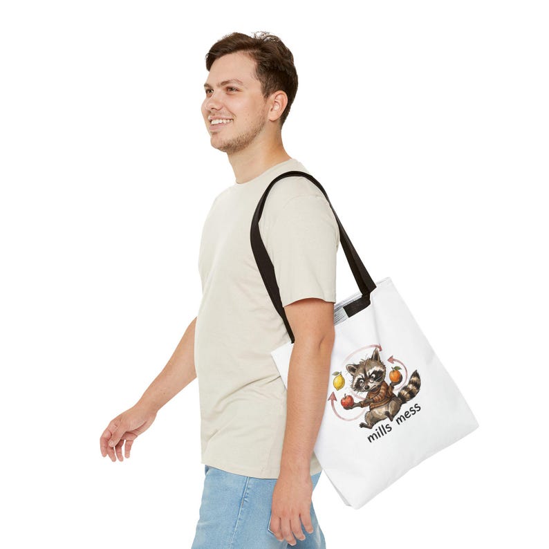 Mills Mess Raccoon Juggler Tote Bag - Funny Juggling Animal Gift image 11