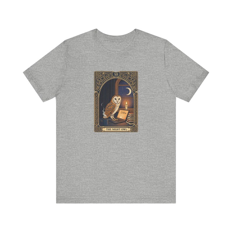 The Night Owl Tarot Graphic Tee - Funny Graphic Gift afbeelding 8