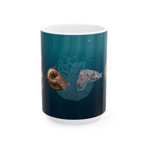 Cephalopod Mug - Octopus, Nautilus, Cuttlefish and Ammonite Coffee Mug, Ocean Lover Gift, Marine Biology Mug (11oz/15oz) immagine 2