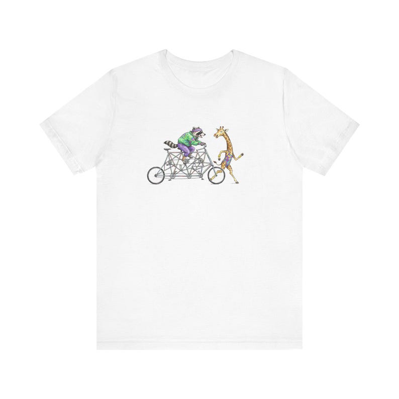 Tandem Bike Animal Friends Graphic Tee - Funny Cycling Animal Gift image 4