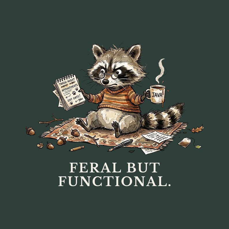 Feral But Functional Hoodie - Funny Raccoon Burnout Gift image 2