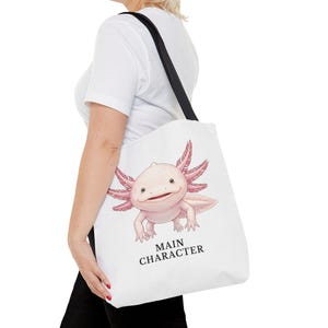 Main Character Energy Axolotl Tote Bag - Cute Animal Confidence Gift image 12
