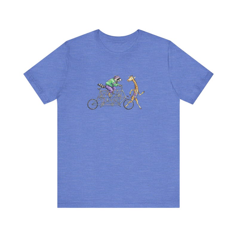 Tandem Bike Animal Friends Graphic Tee - Funny Cycling Animal Gift image 3