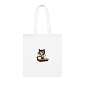 Don't Bother Me Cat Tote Bag - Grumpy Office Cat Gift image 1