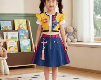 Girls Rumi Cosplay Dress, Anime K-Pop Inspired Outfit, Kids Costume