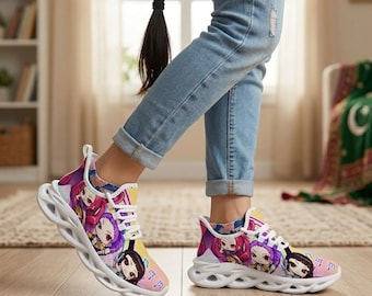 KPop Demon Hunters Kids Graphic Sneakers, Super Girls Fan Footwear, Rumi Zoey Inspired Shoes