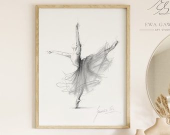 Ballerina Print, Ballerina Sketch, Ballerina Drawing, Print Ballet, Ballet Dancer, Print of Dancer, Ballet Art, Ballerina Art, #114