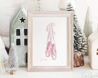 Ballet Points Shoes, Points Shoes Print, Points Watercolor, Pink Ballet Shoes, Ballet Shoes Prints, Nursery Room Décor, Girl Room Décor