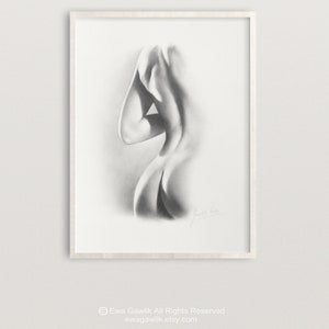 Female Nude Art, Pencil Sketch, Order Nude Sketch, Handmade Drawing, Graphite Drawing, Classical Nude Art, Erotic Drawing, Hand Drawn Nude image 3