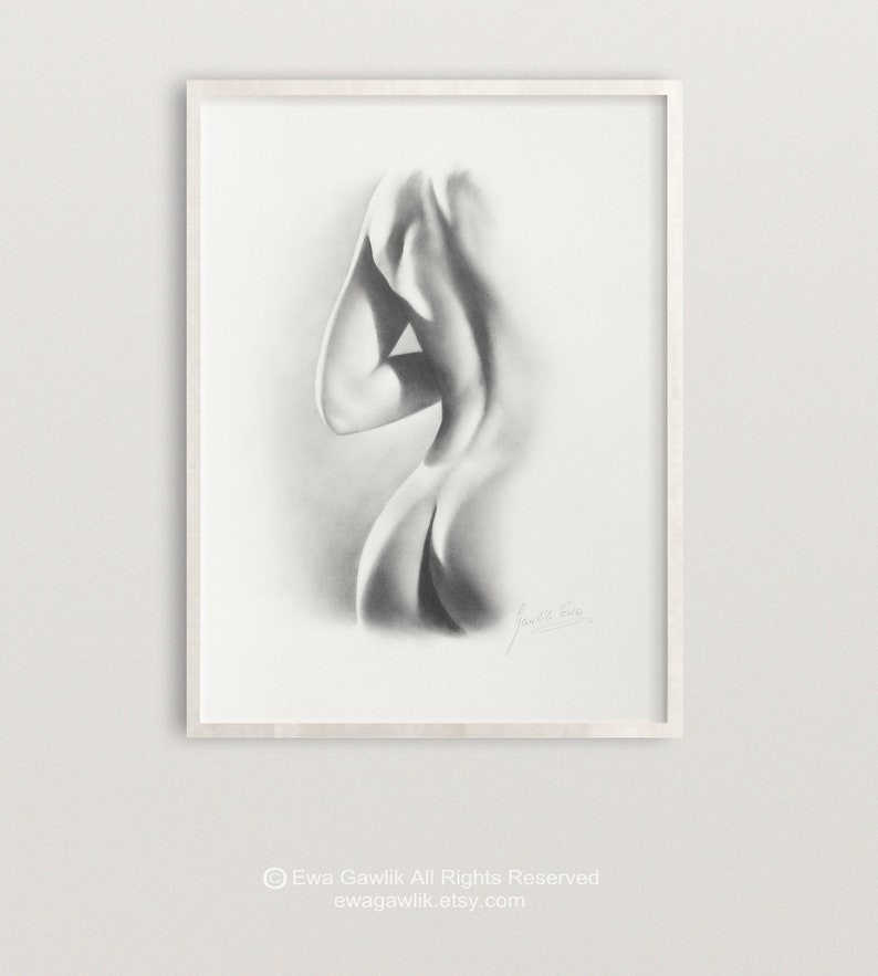 Female Nude Art, Pencil Sketch, Order Nude Sketch, Handmade Drawing, Graphite Drawing, Classical Nude Art, Erotic Drawing, Hand Drawn Nude image 3