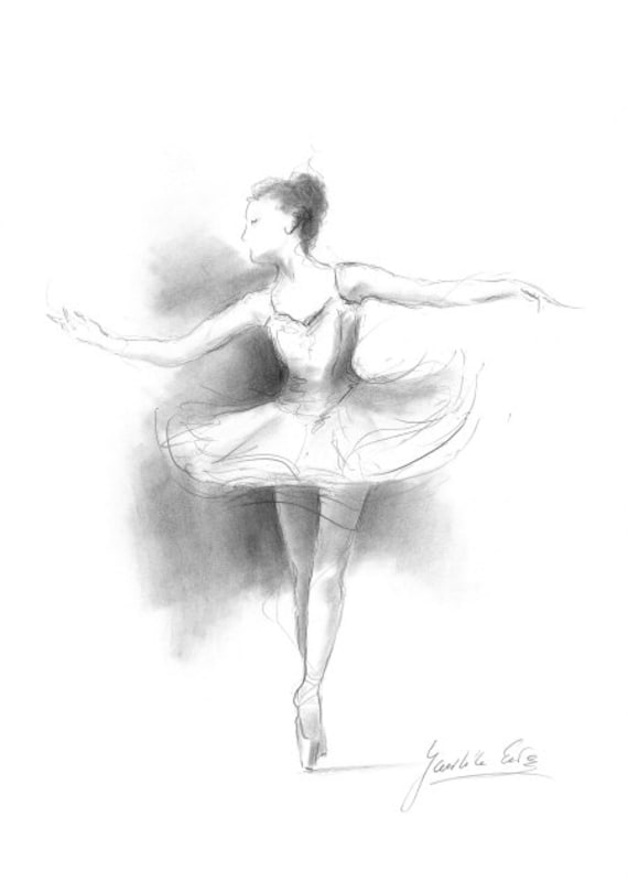 Ballerina Druck Ballerina Skizze Druck Von Zeichnung Bild Etsy
