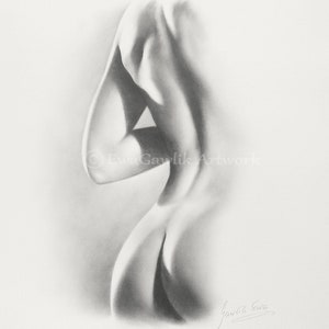 Female Nude Art, Pencil Sketch, Order Nude Sketch, Handmade Drawing, Graphite Drawing, Classical Nude Art, Erotic Drawing, Hand Drawn Nude image 1