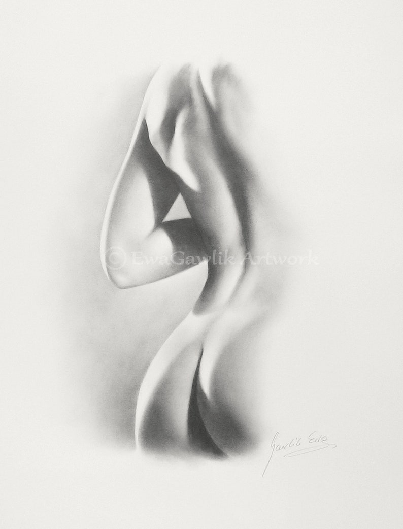 Female Nude Art, Pencil Sketch, Order Nude Sketch, Handmade Drawing, Graphite Drawing, Classical Nude Art, Erotic Drawing, Hand Drawn Nude image 1