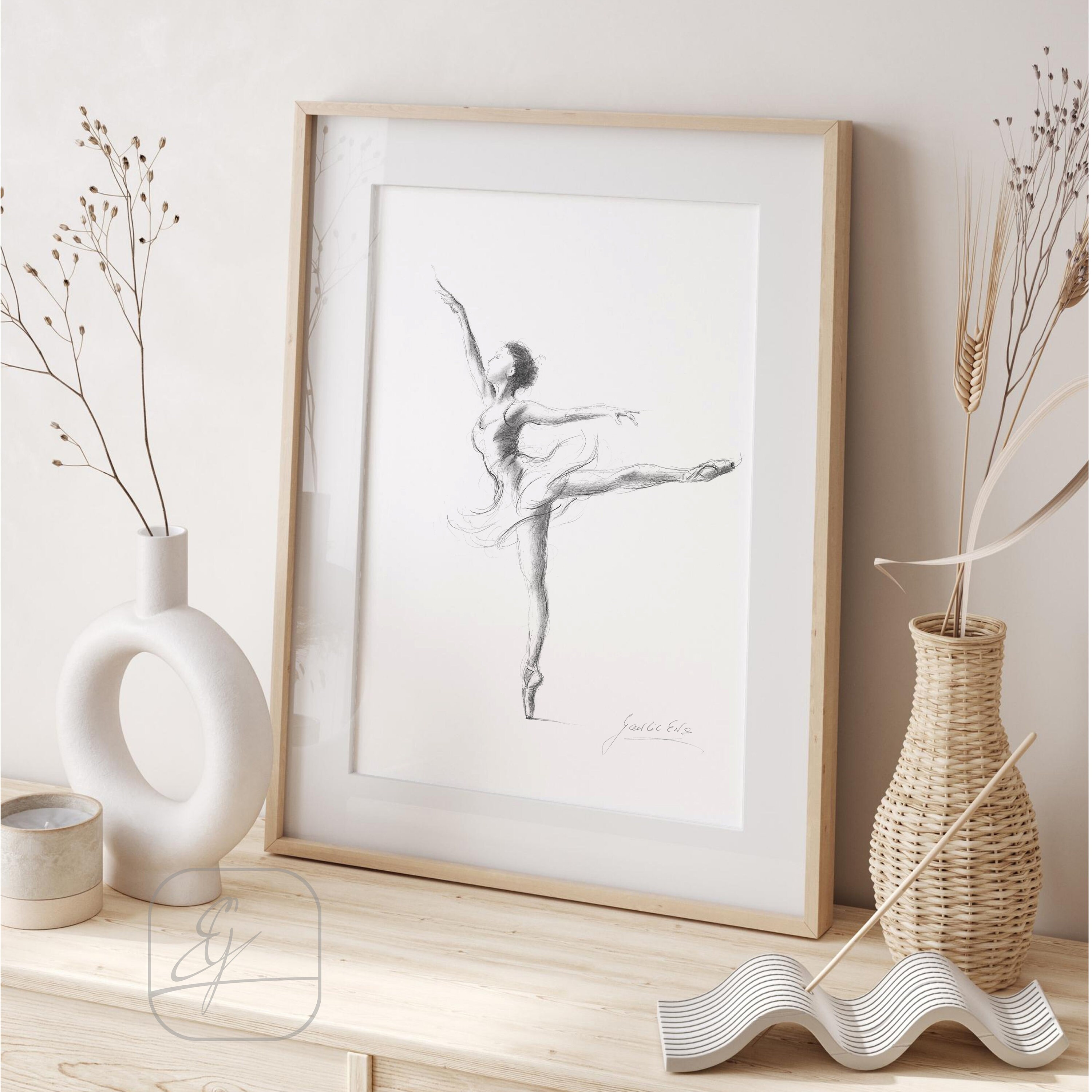 Print of Ballerina, Print of Sketch, Print of Drawing, Graphite Ballerina, Ballet Dancer, Ballerina Wall Art, Ballerina Illustration, #27