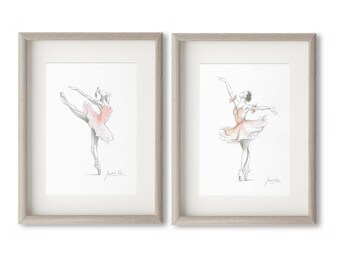 Set of 2 Ballerina Prints, Set of Ballerina Prints, Ballerina Dancer Print, Christmas Gift, Home Decoration, Girl Room Decor Art, 2 Set