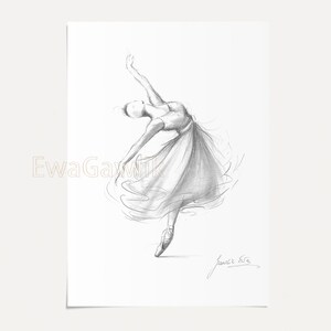 Set of 3 Prints, Digital Wall Art, Ballerina Printables, Pencil Sketch ...