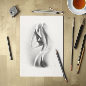 Female Nude Art, Pencil Sketch, Order Nude Sketch, Handmade Drawing, Graphite Drawing, Classical Nude Art, Erotic Drawing, Hand Drawn Nude image 4