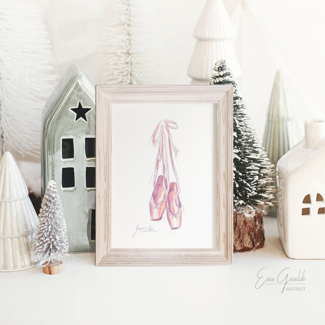 Ballet Points Shoes, Points Shoes Print, Points Watercolor, Pink Ballet Shoes, Ballet Shoes ...