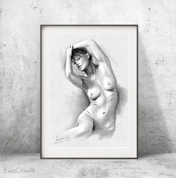 Weiblicher Akt Druck Frau Nackt Kunst Weiblicher Akt Skizze Etsy