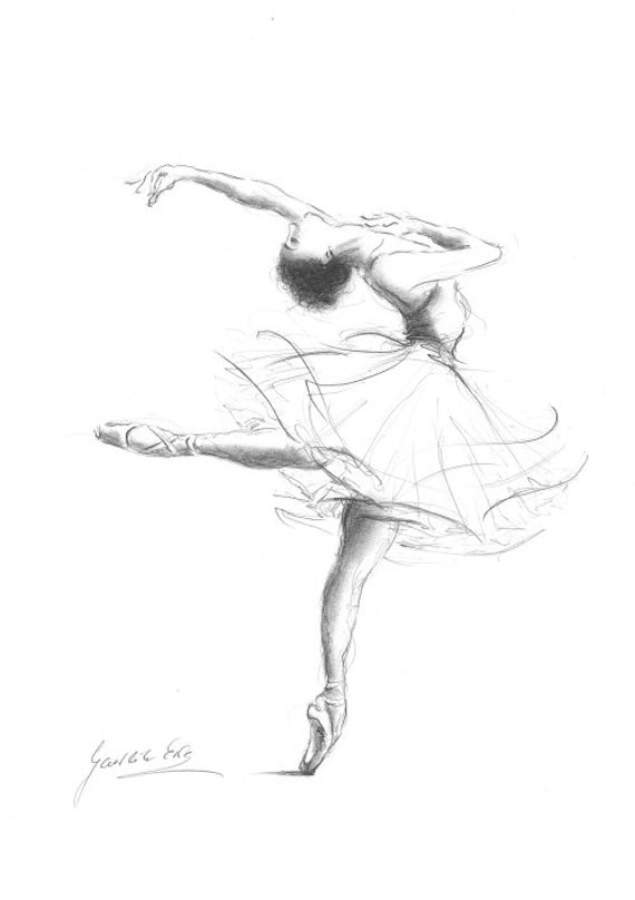 initial Kirkestol bundet Ballerina Print Ballerina Sketch Print of Drawing Picture | Etsy