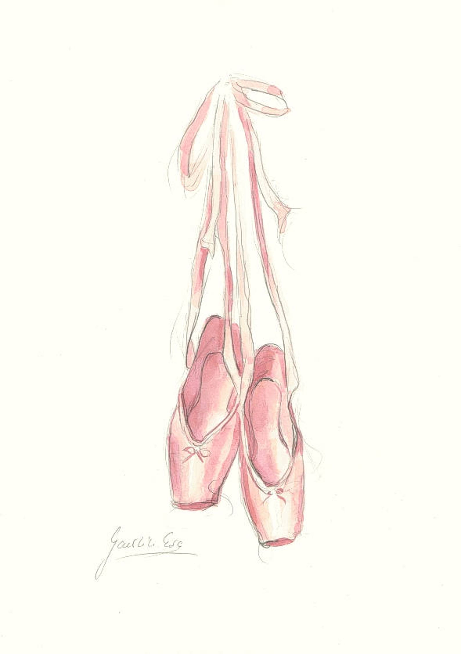 ballet points shoes, points shoes print, points watercolor, pink ballet shoes, ballet shoes prints, nursery room décor, girl roo