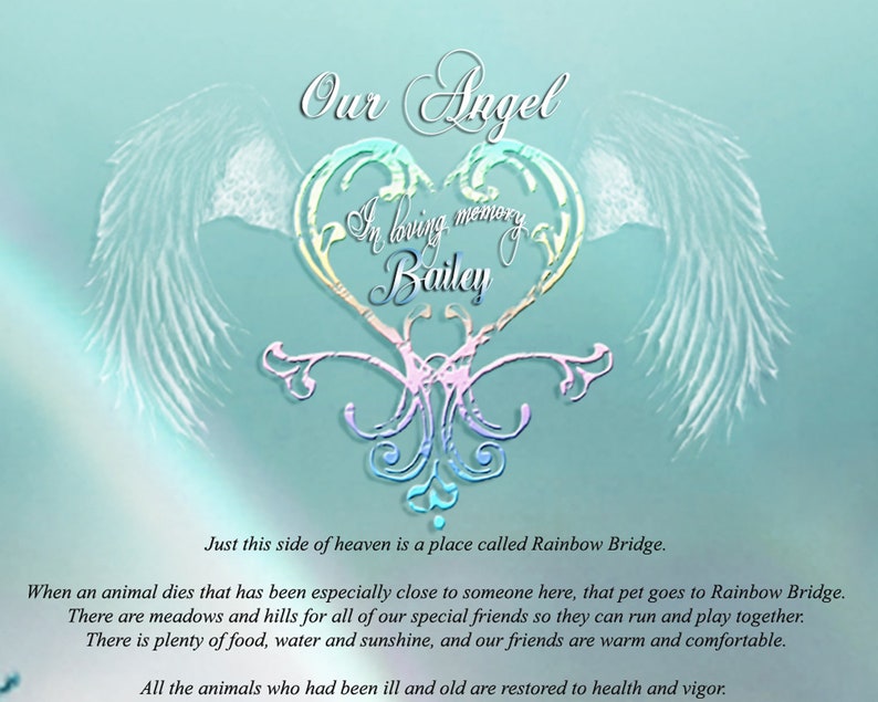 rainbow bridge poem pet loss gift personalized 8x10 print
