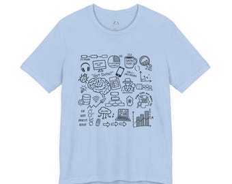 データアナリストシャツ、データサイエンスグラフィックTシャツ、データサイエンティストへのギフト、SQL PythonプログラマーTシャツ、テクノロジーユーモアアナリスト落書きシャツギフト