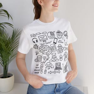 Camiseta de analista de datos, camiseta gráfica de ciencia de datos, regalo para científico de datos, camiseta de programador SQL Python, camiseta de analista con garabatos de humor tecnológico