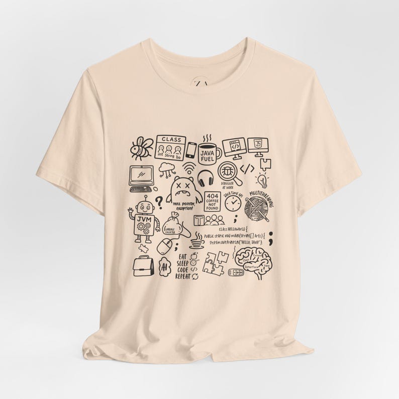 Java Developer Shirt, Programmer Gift Tee, Software Engineer Graphic T-Shirt, Funny Coding Humor Shirt, Java Code Doodle T-shirt Gift image 9