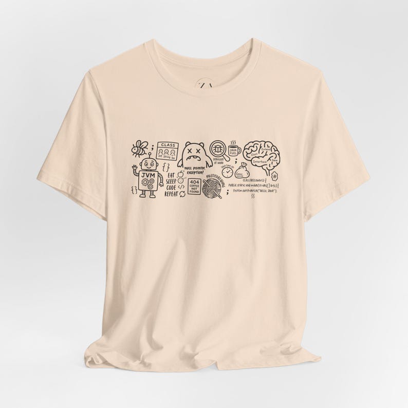 T-shirt voor Java-ontwikkelaars, cadeau-T-shirt voor programmeurs, grafisch T-shirt voor software-engineers, grappig T-shirt met code-humor, T-shirt met Java-code-doodles als cadeau afbeelding 1