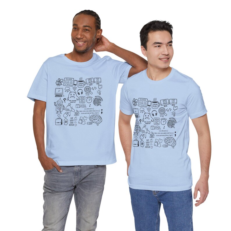 Java Developer Shirt, Programmer Gift Tee, Software Engineer Graphic T-Shirt, Funny Coding Humor Shirt, Java Code Doodle T-shirt Gift image 6