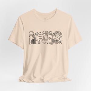 Camiseta de Analista de Dados, Camiseta com Estampa de Ciência de Dados, Presente para Cientista de Dados, Camiseta para Programador SQL Python, Camiseta com Rabiscos de Analista de Tecnologia