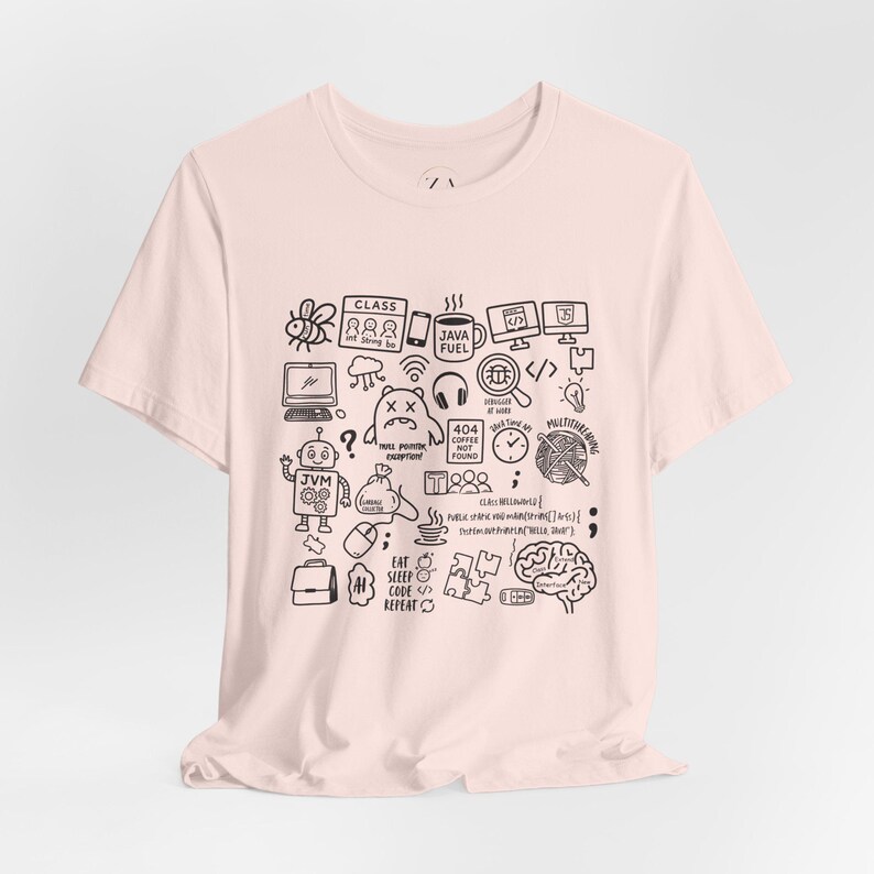 Java Developer Shirt, Programmer Gift Tee, Software Engineer Graphic T-Shirt, Funny Coding Humor Shirt, Java Code Doodle T-shirt Gift image 3