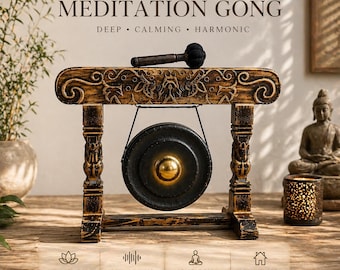 Conjunto de gongs de madera tallados a mano, decoración para meditación, herramienta de sanación sonora, acento espiritual bohemio.