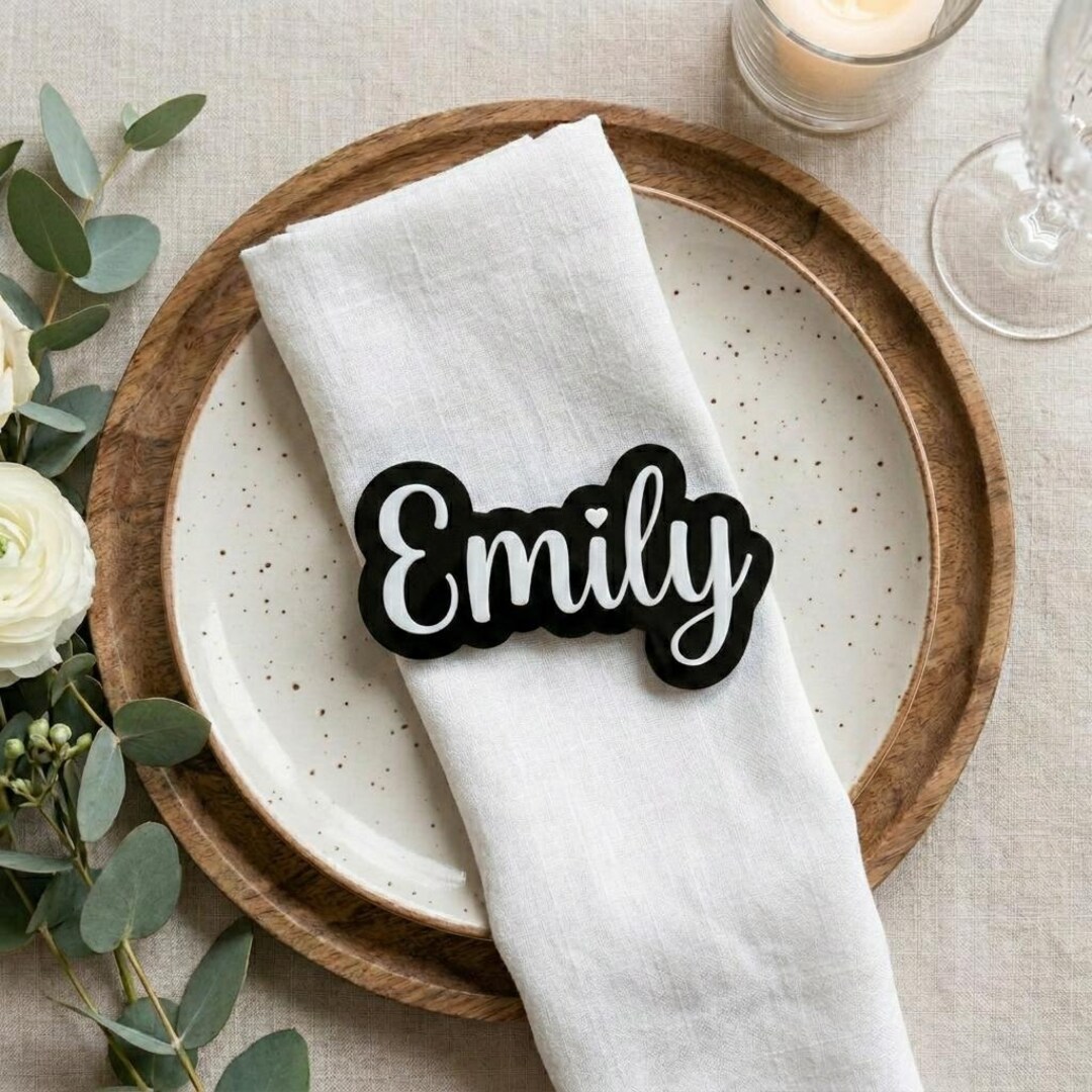 3D Printed Personalized Wedding Place Setting Name, Custom Table Name ...