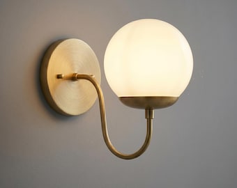 Messing Globe Wandleuchte, moderne Wandleuchte Leuchte, minimalistische Badezimmer Beleuchtung, Flur Lampe, zeitgenössisches Dekor